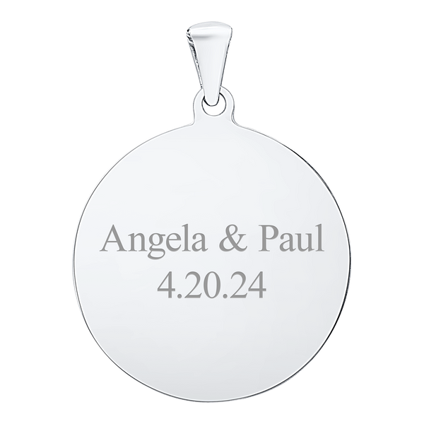 14K White Gold Round Disc Charm With Optional Engraving (.025" thickness)