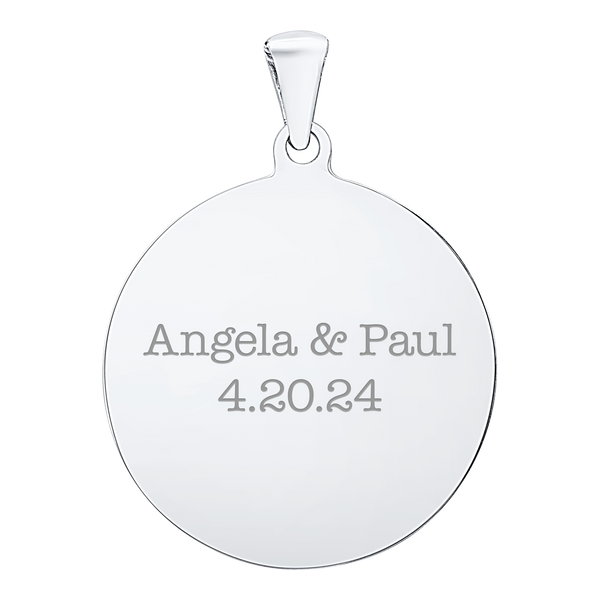14K White Gold Round Disc Charm With Optional Engraving (.025" thickness)