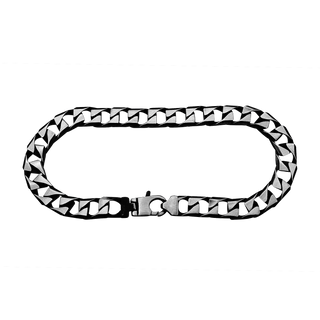 Finished Men's Square Curb Bracelet with Black Ruthenium Finish (6.70 mm - 10.60 mm)