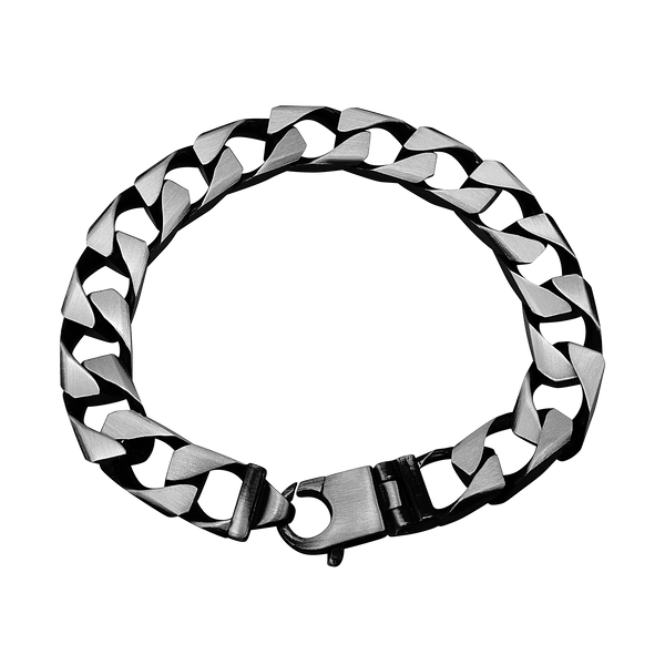 Finished Men's Square Curb Bracelet with Black Ruthenium Finish (6.70 mm - 10.60 mm)