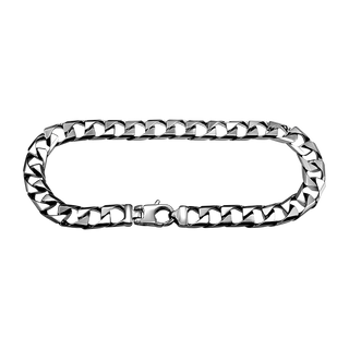 Finished Men's Square Curb Bracelet in Sterling Silver Rhodium Finish (6.70 mm - 10.60 mm)