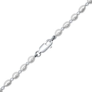 Organic Freshwater Pearl Beaded Necklace in Sterling Silver