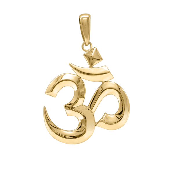 14K Gold Hindu Om Pendant (33 x 24 mm)