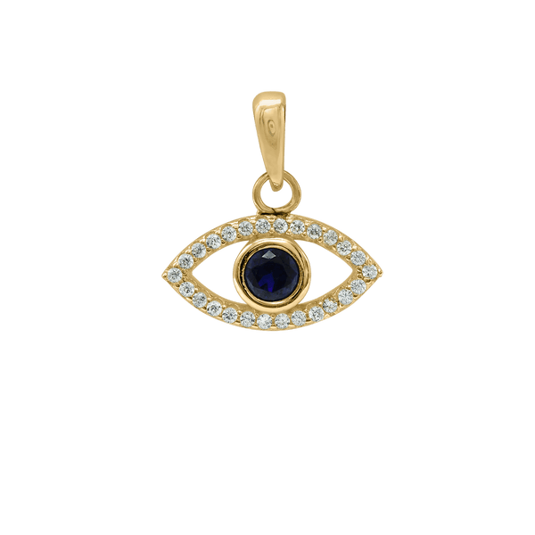 14K Gold Evil Eye Pendant (16 x 15 mm)