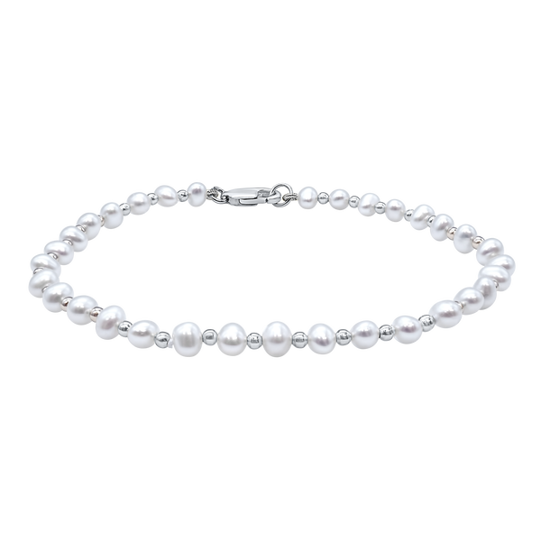 Organic Freshwater Pearl Beaded Bracelet in 14K White Gold