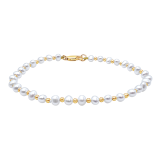 Organic Freshwater Pearl Beaded Bracelet in 14K Yellow Gold