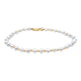 Organic Freshwater Pearl Beaded Bracelet in 14K Yellow Gold