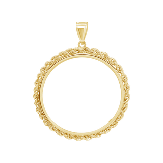 Rope Design 50 Peso Coin Frame in 14K Gold