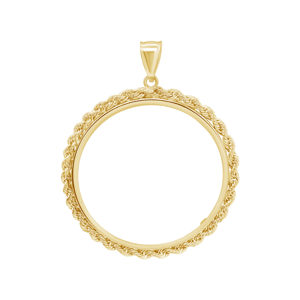 Rope Design 50 Peso Coin Frame in 14K Gold