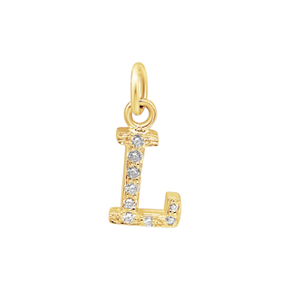 Large Initial Charm with Natural Diamonds in 14K Gold (8 mm)