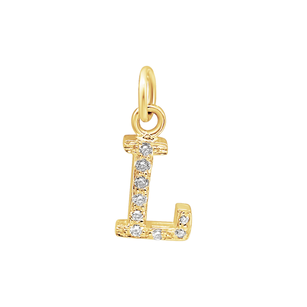 Large Initial Charm with Lab Grown Diamonds in 14K Gold (8 mm)