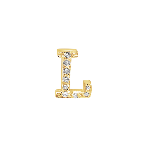 Large Initial Charm with Lab Grown Diamonds Finding in 14K Gold (8 mm)