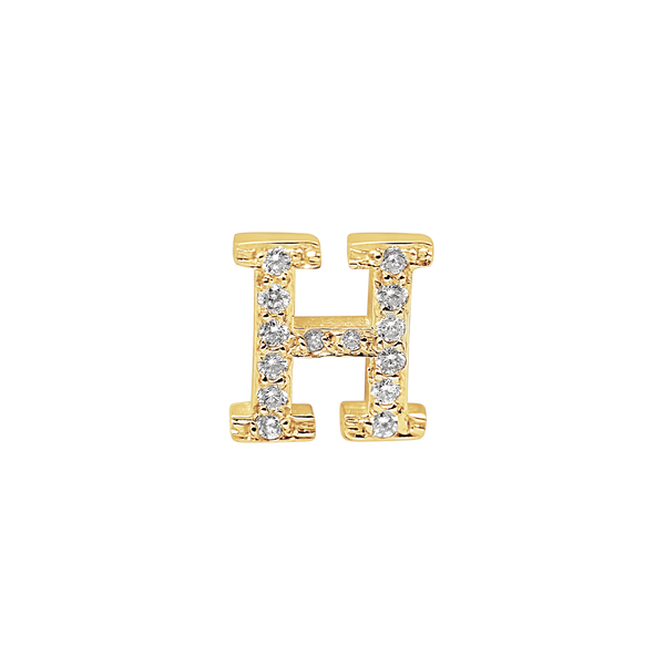 Large Initial Charm with Natural Diamonds Finding in 14K Gold (8 mm)