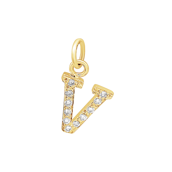 Large Initial Charm with Lab Grown Diamonds in 14K Gold (8 mm)