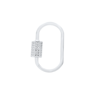 Oval Screw On/Off Chain Connectors / Charm Hangers / Carabiners with CZs (16 x 25 mm)