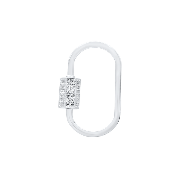 Oval Screw On/Off Chain Connectors / Charm Hangers / Carabiners with CZs (16 x 25 mm)