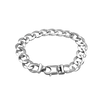 Finished Men's Light Curb Bracelet in Sterling Silver Rhodium Finish (12.20 mm - 14.20 mm)