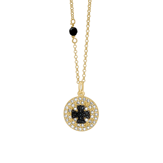 Cross Disk Necklace with Cubic Zirconia in Sterling Silver (14  x 14 mm)