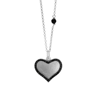 Heart Disk Necklace with Cubic Zirconia in Sterling Silver (20 x 18 mm)