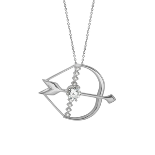 Bow and Arrow Necklace with Cubic Zirconia in Sterling Silver (24 x 33 mm)