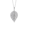 Large Leaf Necklace with Cubic Zirconia in Sterling Silver (37 x 19 mm)