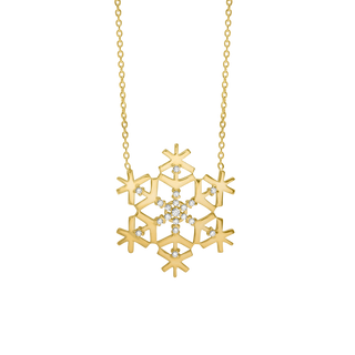 Snowflake Necklace with Cubic Zirconia in Sterling Silver (24 x 24 mm)