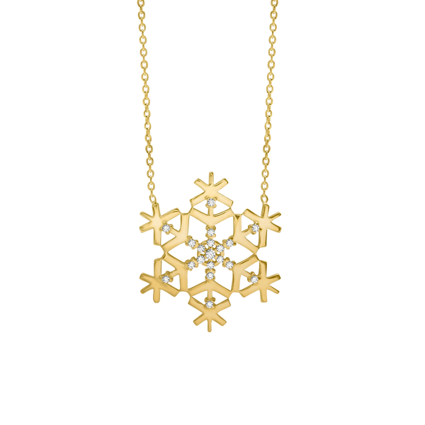 Snowflake Necklace with Cubic Zirconia in Sterling Silver (24 x 24 mm)