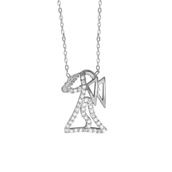 Virgo Necklace with Cubic Zirconia in Sterling Silver (17 x 12 mm)