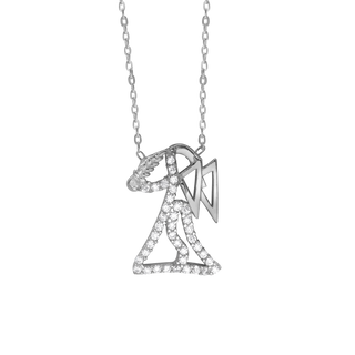 Virgo Necklace with Cubic Zirconia in Sterling Silver (17 x 12 mm)