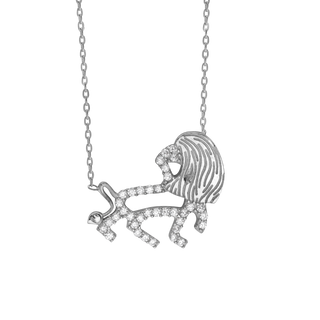 Leo Necklace with Cubic Zirconia in Sterling Silver (15 x 22 mm)