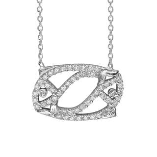 Pisces Necklace with Cubic Zirconia in Sterling Silver (11 x 17 mm)