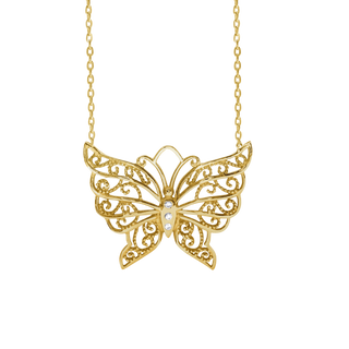 Butterfly Necklace with Cubic Zirconia in Sterling Silver (19 x 24 mm)