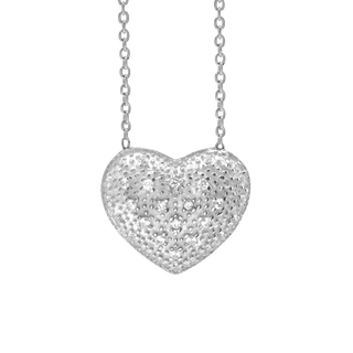 Full Heart Necklace with Cubic Zirconia in Sterling Silver (17 x 17 mm)
