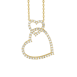 Intertwined Hearts Necklace with Cubic Zirconia in Sterling Silver (24 x 18 mm)