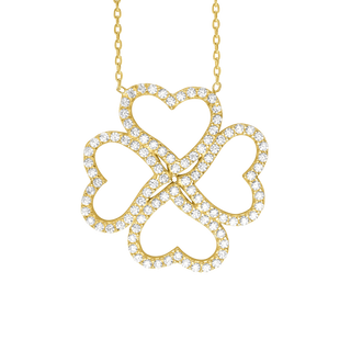Clover of Hearts Necklace with Cubic Zirconia in Sterling Silver (25 x 25 mm)