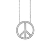 Peace Sign Necklace with Cubic Zirconia in Sterling Silver (23 x 23 mm)