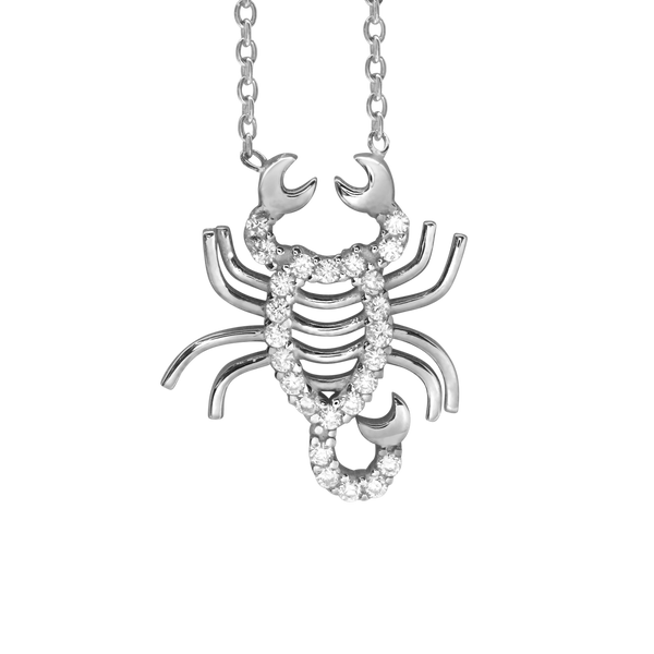 Scorpio Necklace with Cubic Zirconia in Sterling Silver (18 x 15 mm)