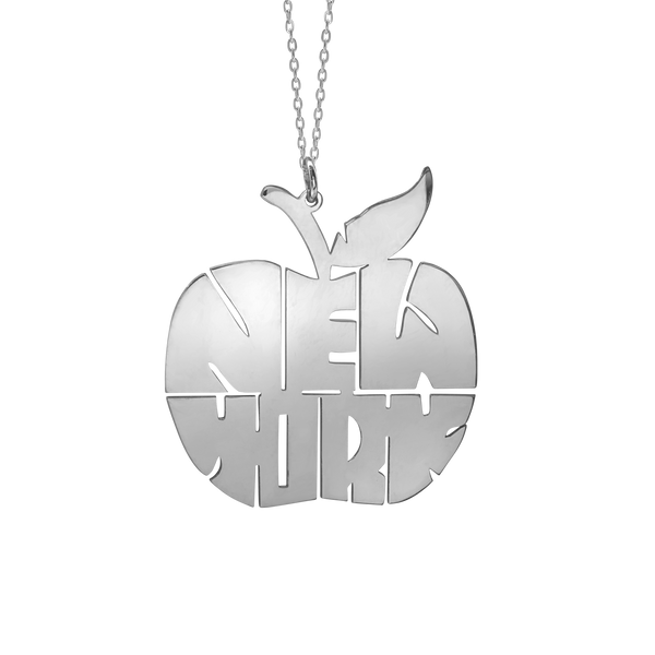 New York Apple Necklace in Sterling Silver (30 x 27 mm)