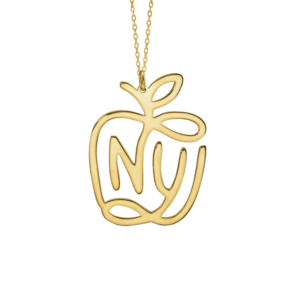 NY Apple Necklace in Sterling Silver (29 x 23 mm)