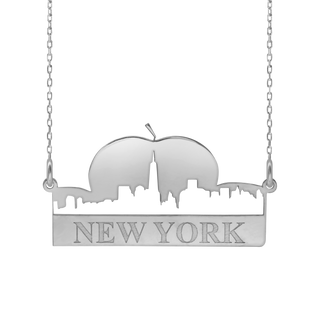 Half Apple New York Necklace in Sterling Silver (32 x 16 mm)