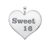 Sweet Sixteen Heart Charm in Sterling Silver (27 x 28mm)