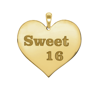 Sweet Sixteen Heart Charm in Sterling Silver (27 x 28mm)