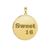 Sweet Sixteen Disc Charm in Sterling Silver (32  x 25mm)