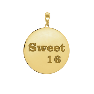 Sweet Sixteen Disc Charm in Sterling Silver (32  x 25mm)