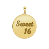 Sweet Sixteen Disc Script Charm in Sterling Silver (32  x 25mm)