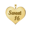 Sweet Sixteen Heart  Disc Script Charm in Sterling Silver (27 x 28mm)