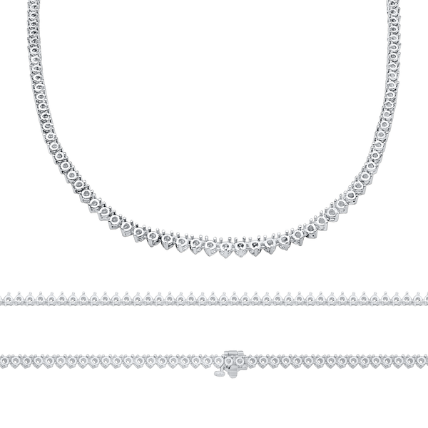 3 Prong Round Tennis Necklace in 14K Gold (.05 ct / 2.5 mm)