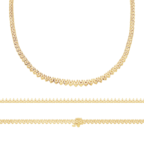 3 Prong Round Tennis Necklace in 14K Gold (.05 ct / 2.5 mm)