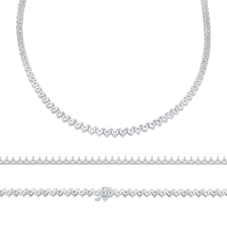 3 Prong Round Tennis Necklace in 14K Gold (.10 ct / 3.0 mm)