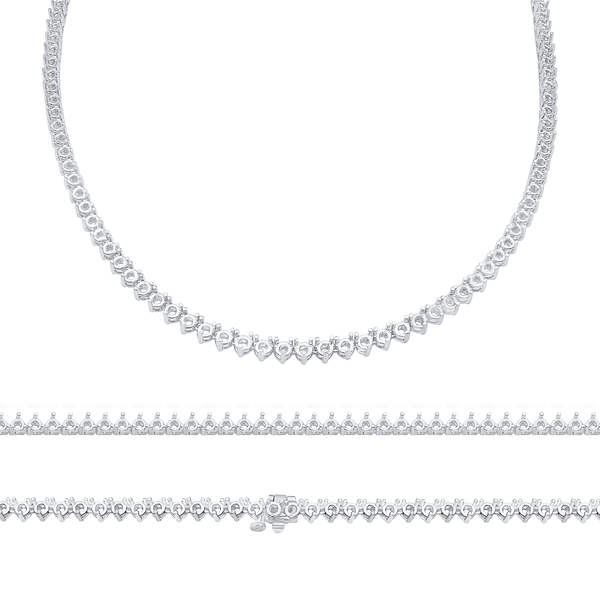 3 Prong Round Tennis Necklace in 14K Gold (.10 ct / 3.0 mm)